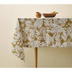 Mantel Blanco Jazmín 150x200 Hojas Beige