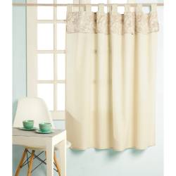 Cortina para Cocina Blanco Jazmín Birds Beige