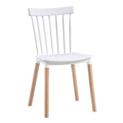 Silla Rotter Polipropileno Blanca y Patas de Madera x 4 unid