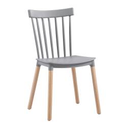 Silla Rotter Polipropileno Gris y Patas de Madera x 4 unid