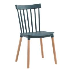 Silla Rotter Polipropileno Azul Oscura y Patas de Madera x 4 unid