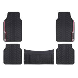 Juego De Alfombras Negro y Rojo Sparco 5 Piezas 