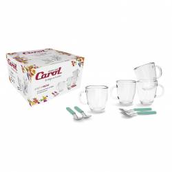 Set de 8 piezas Jarros Mug + Cucharas de té Carol