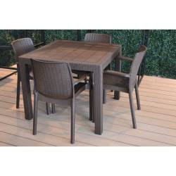 Mesa Estilo Rattan Cuadrada Fidji Voss 2000 Mokka