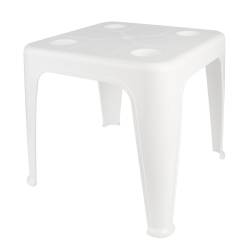 Mesa Plástica Auxiliar Con Porta Vasos Mor Blanca