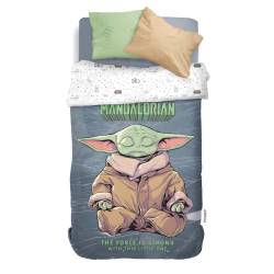Acolchado Reversible 1 1/2 Plazas Baby Yoda