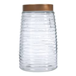 Frasco de Vidrio con Tapa de Cobre 100% Diseño 16 Cms