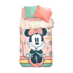 Acolchado Panel Reversible 1 1/2 Plaza Minnie