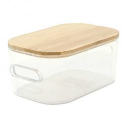 Caja con Tapa de Bambú Hermosura Transparente Chica 