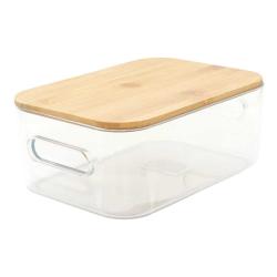 Caja con Tapa de Bambú Hermosura Transparente Mediana