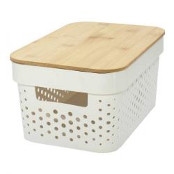 Caja con Tapa de Bambú Hermosura Blanca Chica
