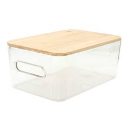 Caja con Tapa de Bambú Hermosura Transparente Grande