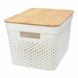 Caja con Tapa de Bambú Hermosura Blanca Grande