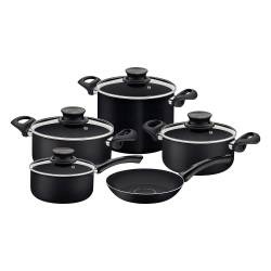 Set de Ollas Batera de Cocina 9 Piezas Tramontina Negro Pars