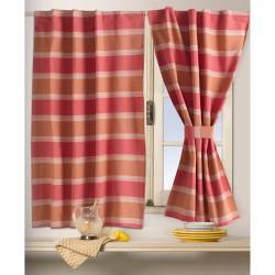 Cortina de Cocina Krearleather 2 Paños Rojo 95x120
