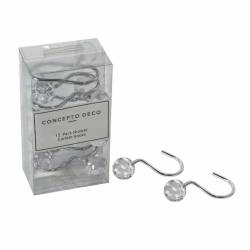 Gancho Cortina de Bao Cristal Cromado x12