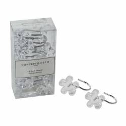 Gancho Cortina de Bao Cromado Flor Cristal x12