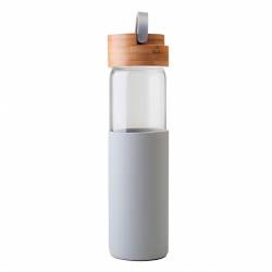 Botella Wai Vidrio Tapa Bamb Gris