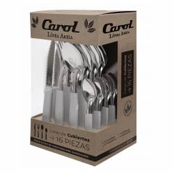 Juego De Cubiertos Carol 16 Piezas Gris