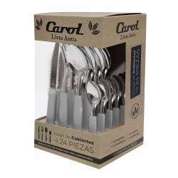 Juego De Cubiertos Carol 24 Piezas Gris