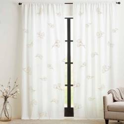Cortina De Algodn Tusor 2 paos 210x140 cm Estampada Beige