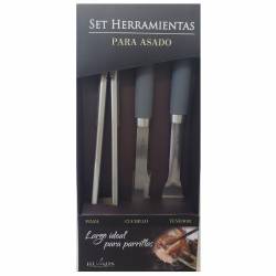 Herramientas Para Asador Humos 3 Piezas Acero Inoxidable