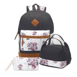 Set Mochila Cartuchera Bolso Earth 360 Negro