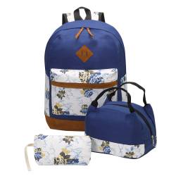 Set Mochila Cartuchera Bolso Earth 360 Azul