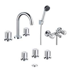 Grifería Set De Baño Compresión Hydros Viva Cromo