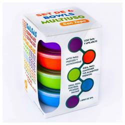 Set x 4 Mini Bowls Verde, Celeste, Rojo y Violeta