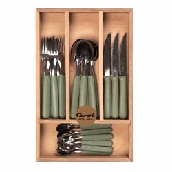 Juego de Cubiertos Carol 24 Piezas Box de Madera Verde