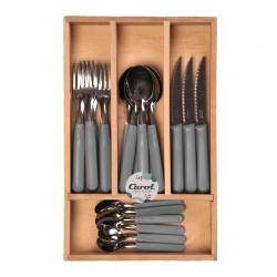 Juego de Cubiertos Carol 24 Piezas Box de Madera Gris