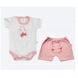 Pack Body Y Short Bebe/a Rosa Talle 2-5