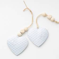 Set Adorno Navideo x2 Corazones Blancos