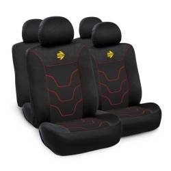 Cubre Asiento Momo Negro y Rojo 3 Piezas