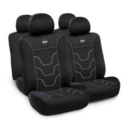 Cubre Asiento Momo Negro y Gris 3 Piezas
