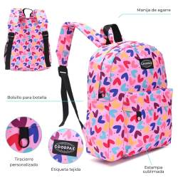 Mochila Goodpack Estampada Rosa 31x27x10,5cm