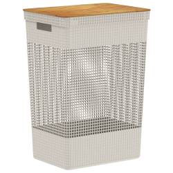 Cesta de Ropa Grid Bamb OU Beige