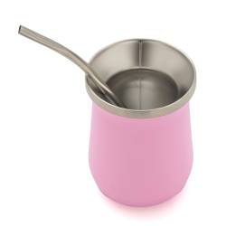 Mate con Bombilla Pampero 256ml Acero Inoxidable Rosa