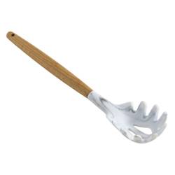 Cuchara Spaghetti De Silicona Simil Marmol Mango De Madera 31 Cm