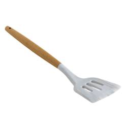 Espatula Acanalada De Silicona Simil Marmol Mango De Madera 31 Cm