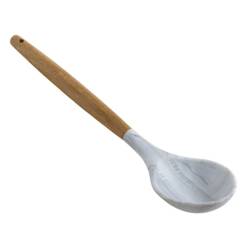 Cuchara De Silicona Simil Marmol Mango De Madera 31 Cm