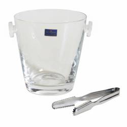 Hielera De Cristal De Bohemia Con Pinza De Acero Inoxidable 1 Lts