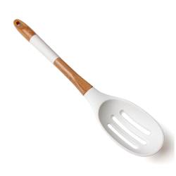 Cuchara para Servir Acanalada de Bambú y Silicona