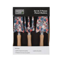 Set de 3 Piezas Floral Madera Green Leaf