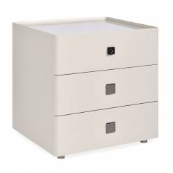 Mesa De Luz Inteligente 3 Cajones Beige