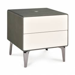 Mesa De Luz Inteligente 2 Cajones Gris Roble