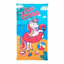 Toallón con Bolso Piñata 70x130 Unicornio