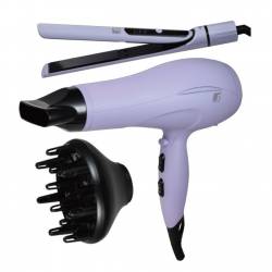 Combo Secador de Pelo + Planchita Bergner BG-51382-PU