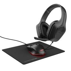 Auriculares + Mouse y Pad Gamer Trust Negro